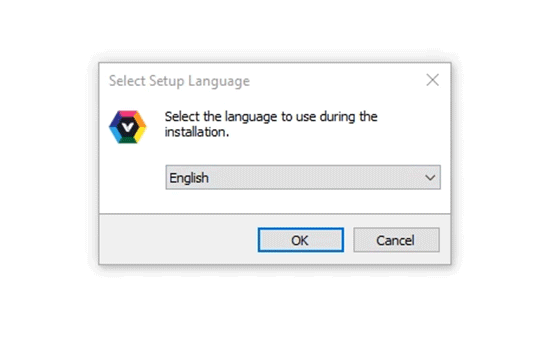 Click the confirm button after selecting your desired language